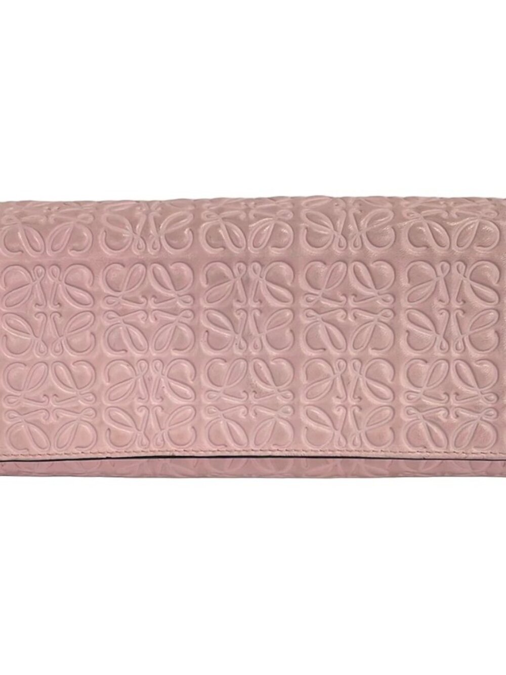 LOEWE Repeat Anagram Continental Wallet Pink Leather Long Wallet